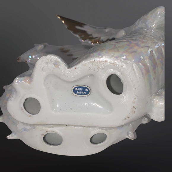 Vintage Intricate Carved Glossy White with Gold Trim Japanese Dragon Figurine - Picture 7 of 8